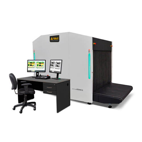 VMI Spectrum 100100 conveyor X-ray baggage inspection scanner, front three-quarter view