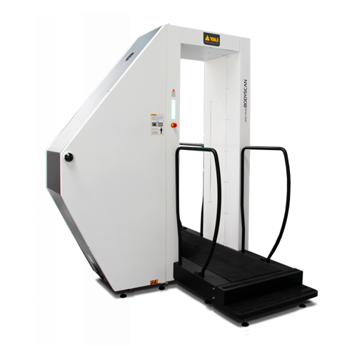 VMI Spectrum BodyScan HSV full-body transmission X-ray screening system with operator monitors