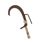 Brown hook with a strap on a white background