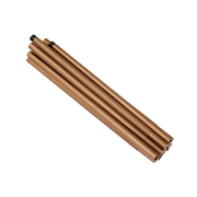 Set of six brown cylindrical objects on a white background