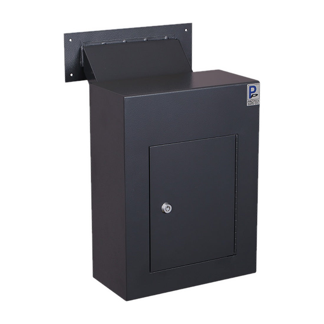 Protex WDC-160 black front view with adjustable through-wall chute and locked door