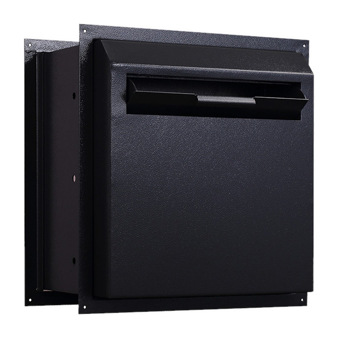 Protex WDD-180 black angled view with adjustable trim frame for in-wall installation