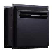 Protex WDD-180 black angled view with adjustable trim frame for in-wall installation
