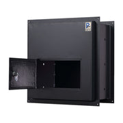 Protex WDD-180 black collection door open showing interior compartment and tubular lock