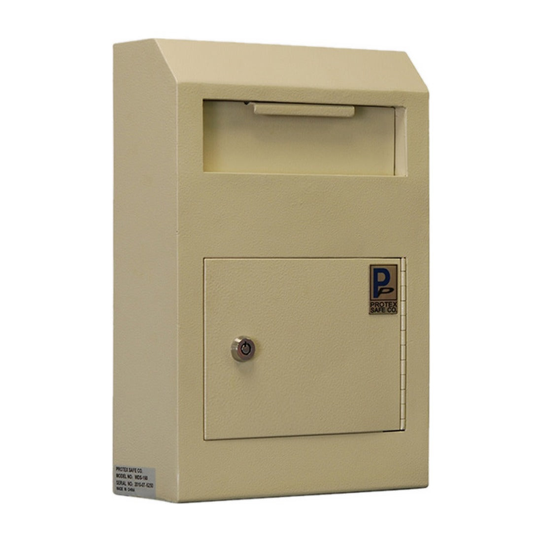 Protex WDS-150 beige front view with drop slot and locked door