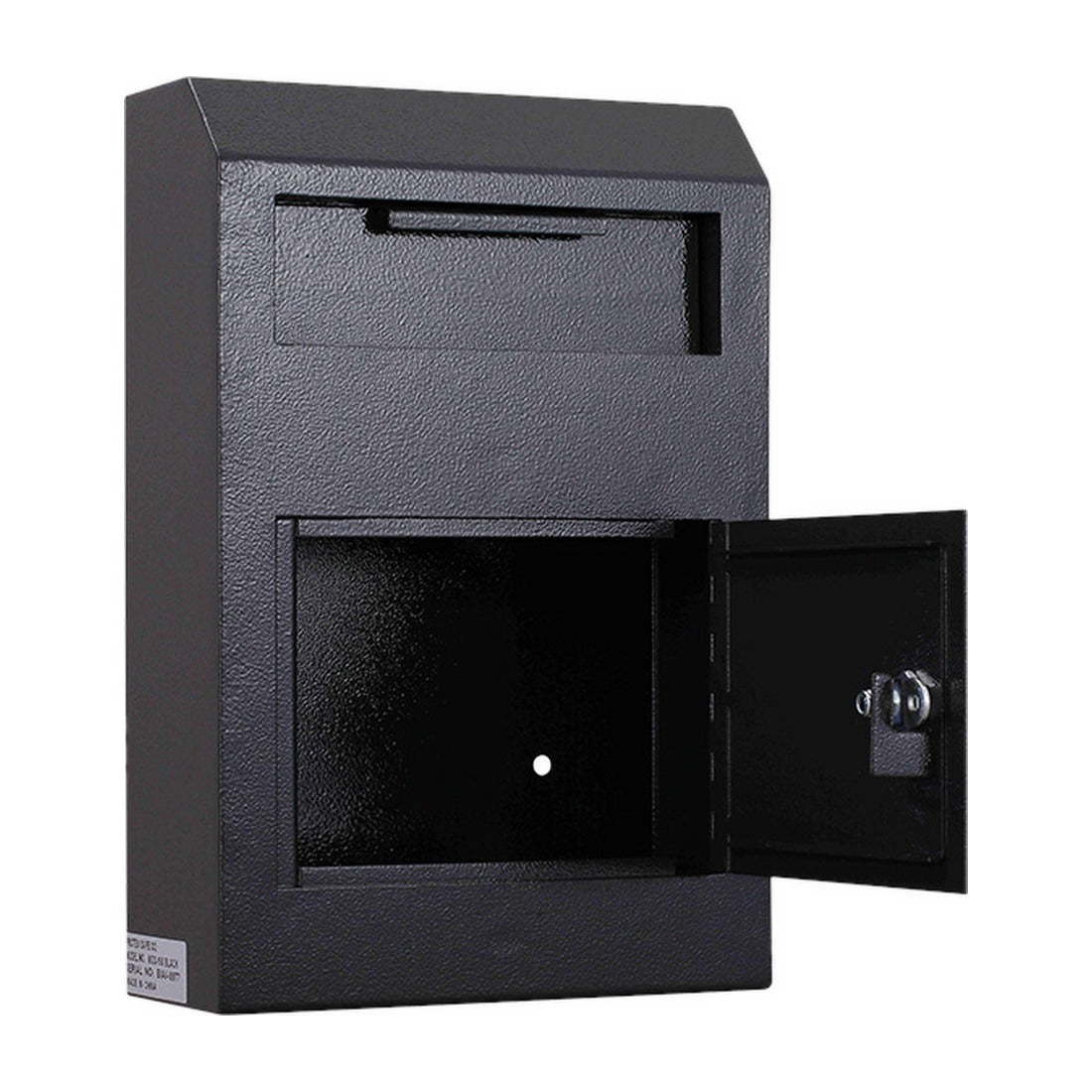 Protex WDS-150 black door open showing interior compartment and tubular lock