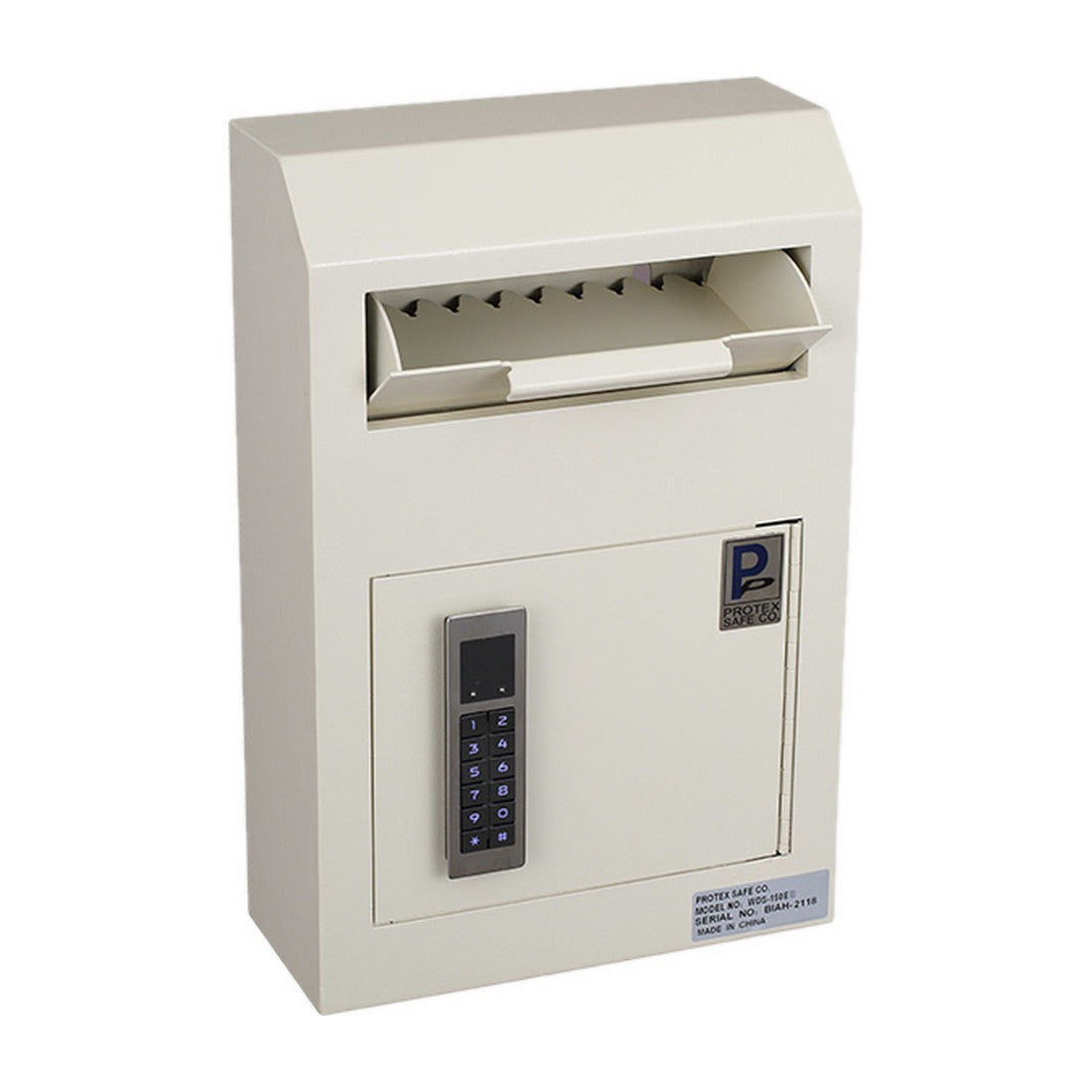 Protex WDS-150E II beige angled view with electronic keypad and drop slot