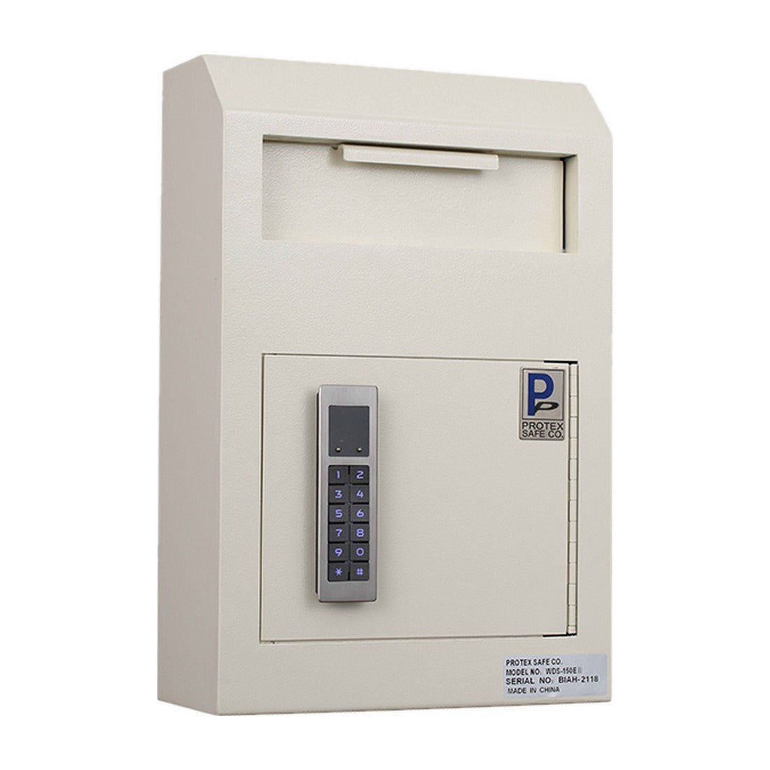 Protex WDS-150E II beige front view with electronic keypad and closed door