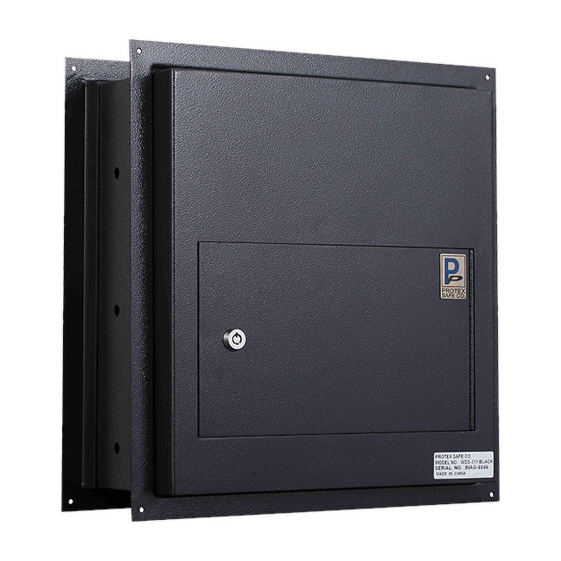 Protex WDS-311 black angled view with adjustable trim frame for in-wall installation