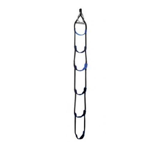 Black and blue suspension training strap on a white background