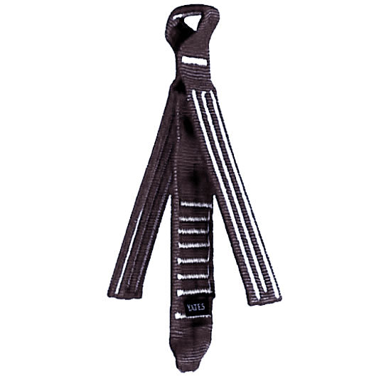 Black and white striped tie with Adidas logo on a white background