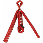 Red dog leash with a clip on a white background