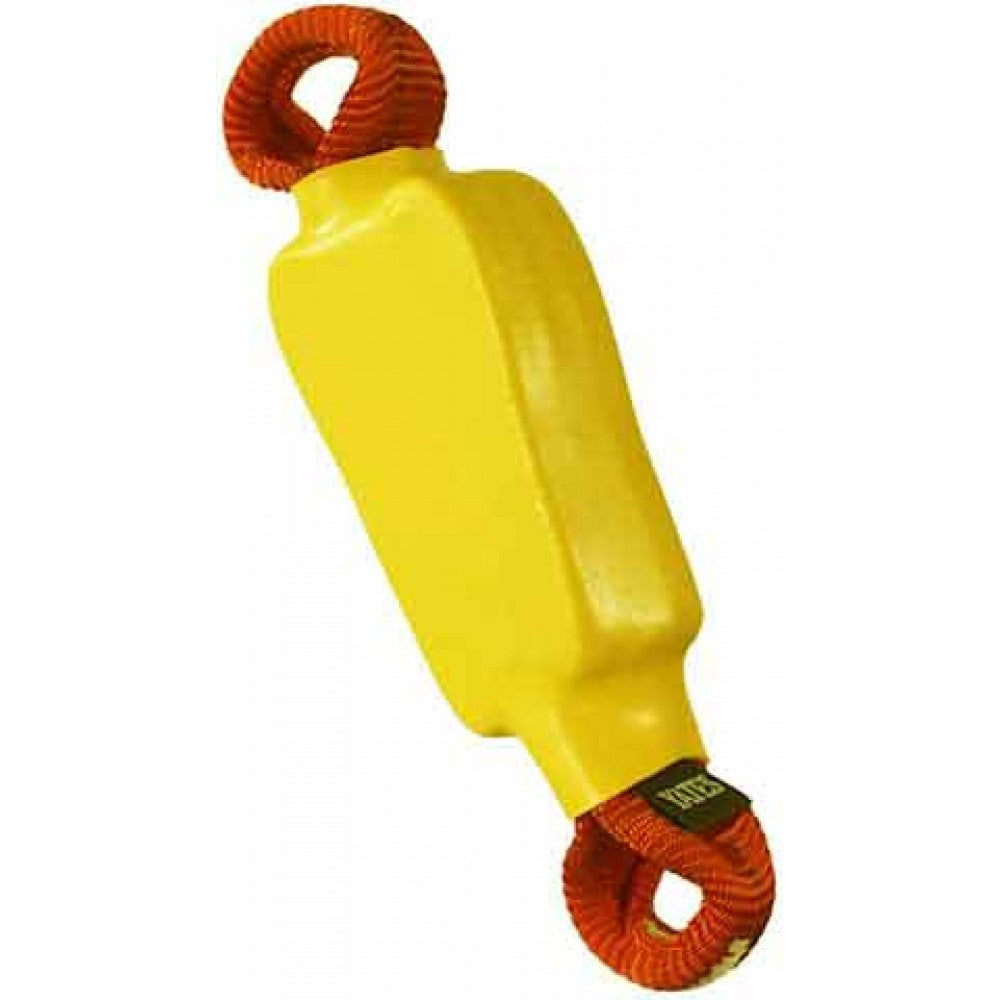 Yellow and orange spring-loaded toy on a white background