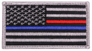 ROTHCo Thin Blue Line / Thin Red Line US Flag Patch - Hook Back - Rothco