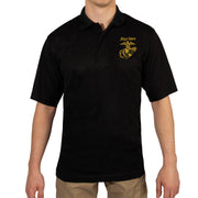 ROTHCo USMC Eagle, Globe & Anchor Moisture Wicking Polo Shirt - Black - Rothco