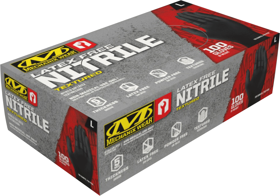 5 Mil Heavy Duty Black Nitrile Gloves - 100 Pack