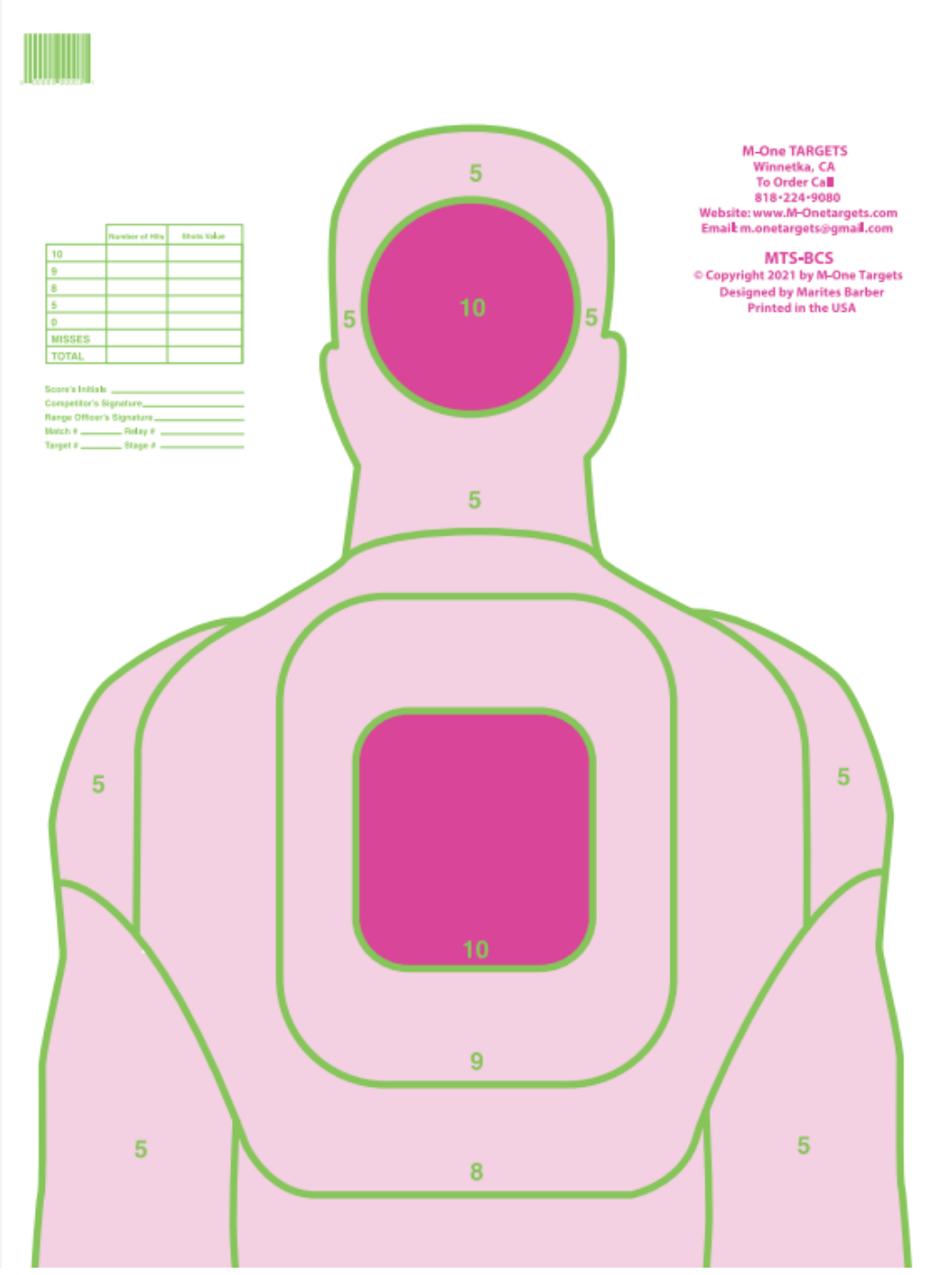 The MTSANATOMIC Target Sheets Security Pro USA